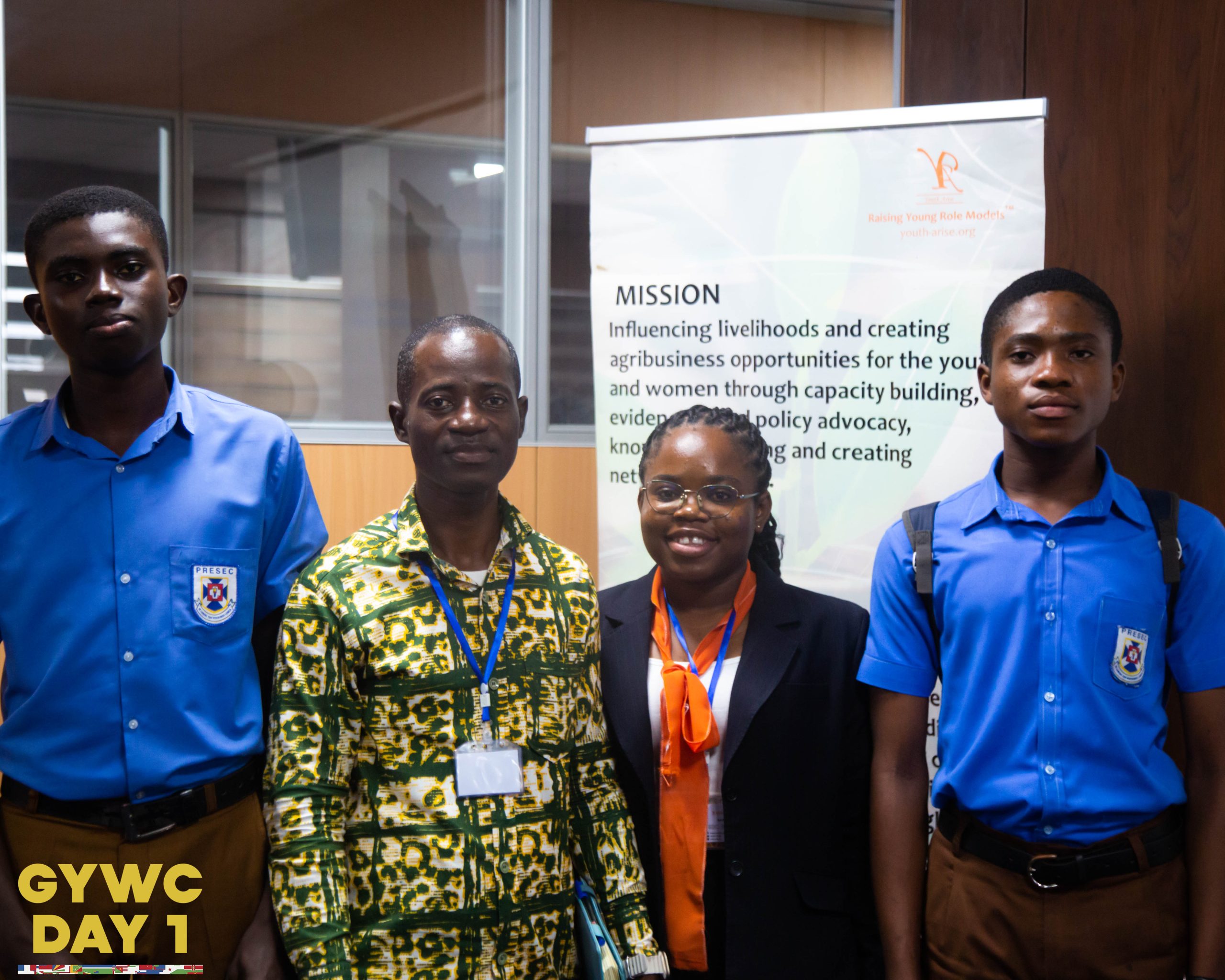 YAFAT participants with an agriculture and agribusiness mission banner