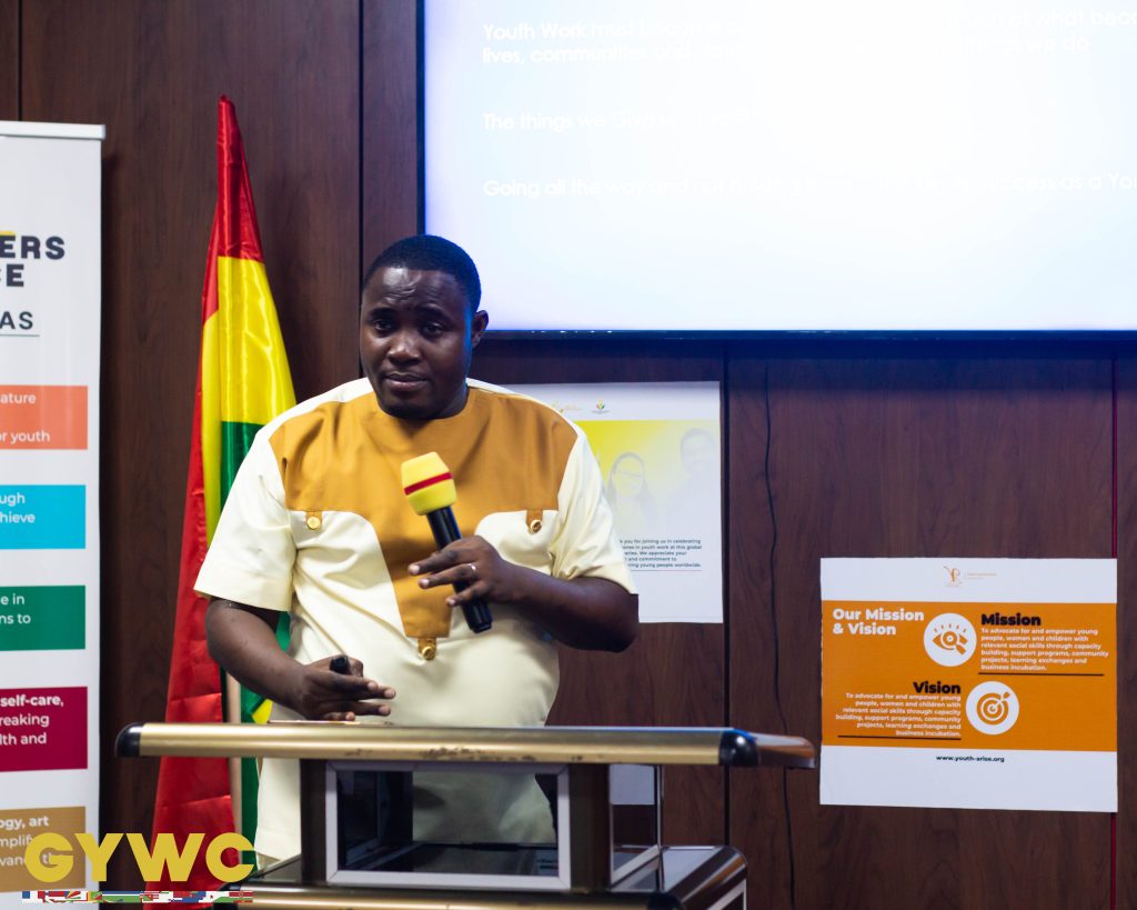 Moses Baffour Awuah, Global CEO of Youth Arise Organisation, speaking at the Global Youth Workers Conference.