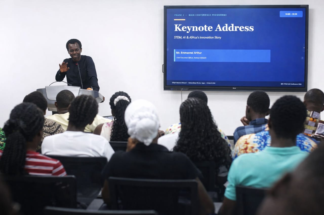 Emmanuel Arthur CEO Ramsys InfoTech delivering keynote on African creators and inventors SEN Conference 2026
